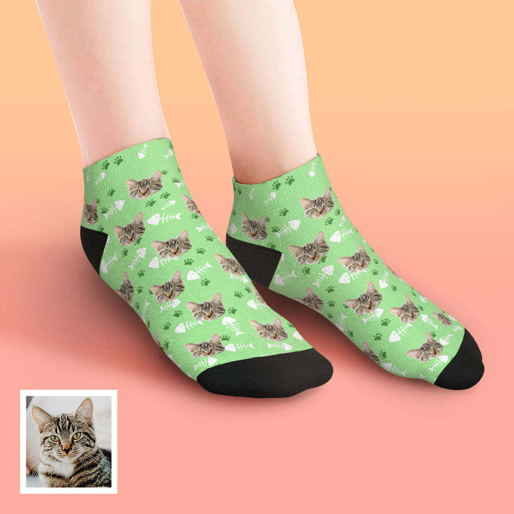 Custom Low Cut Ankle Face Socks Cat	 - FaceSocksUSA