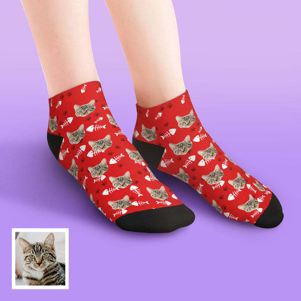 Custom Low Cut Ankle Face Socks Cat	 - FaceSocksUSA