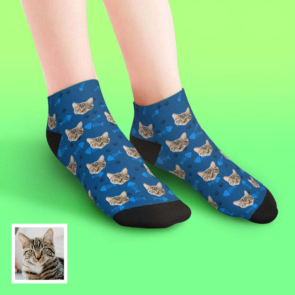 Custom Low Cut Ankle Face Socks Cat	 - FaceSocksUSA