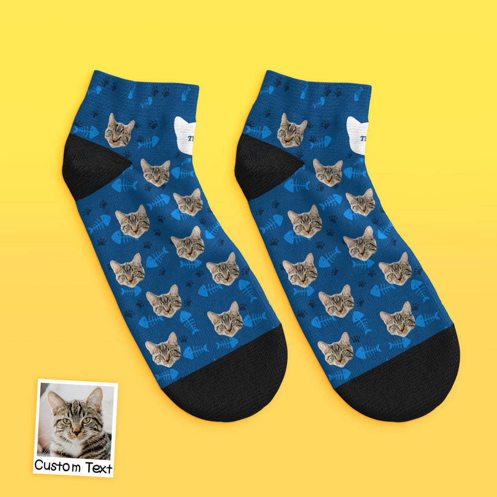 Custom Low Cut Ankle Face Socks Cat	 - FaceSocksUSA
