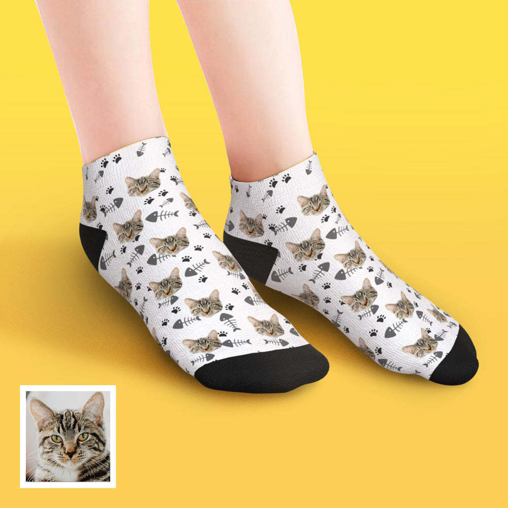 Custom Low Cut Ankle Face Socks Cat	 - FaceSocksUSA