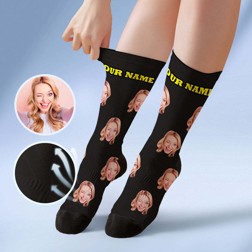 Custom Socks with Face Photo Gifts-Blue - FaceSocksUSA
