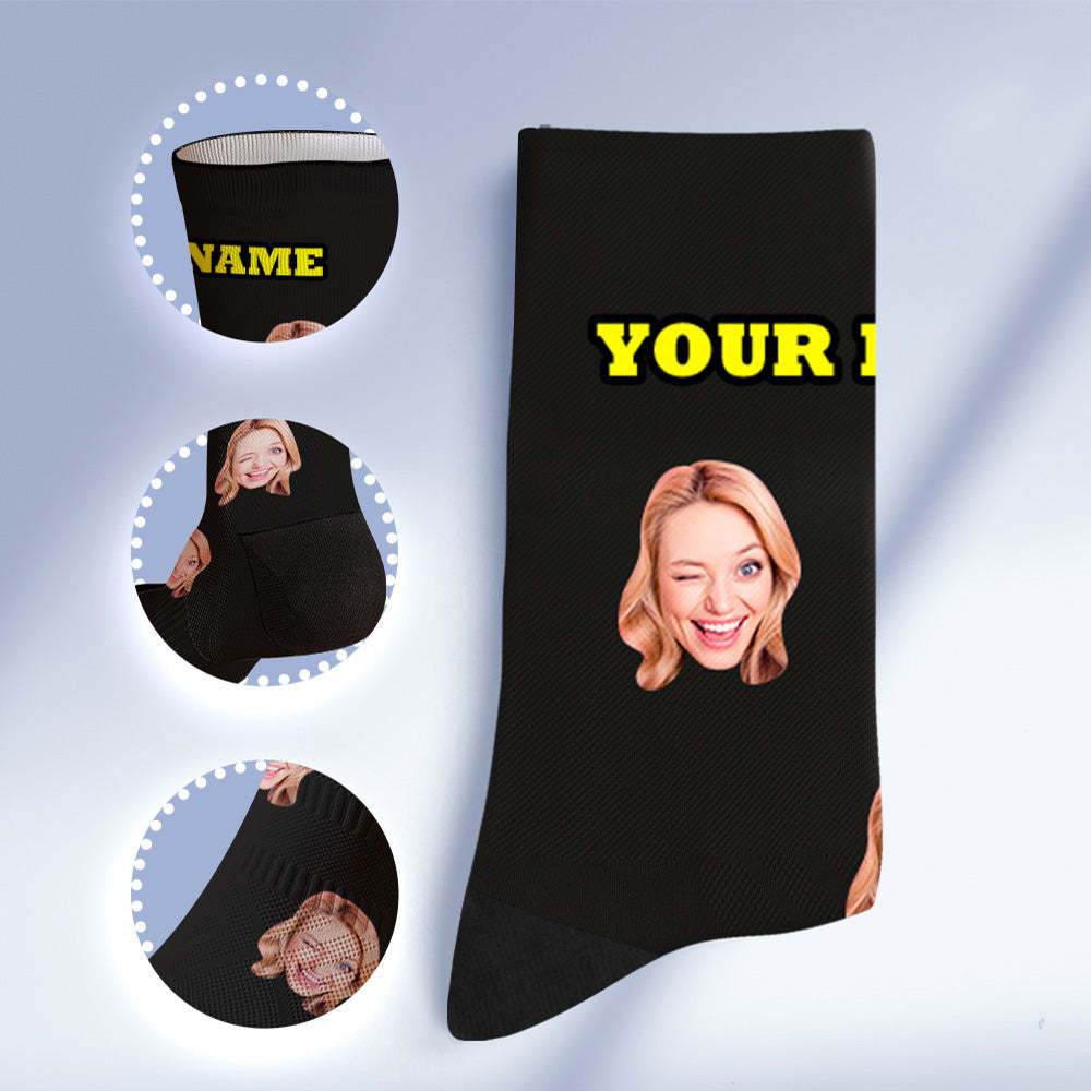 Custom Socks with Face Photo Gifts-Blue - FaceSocksUSA