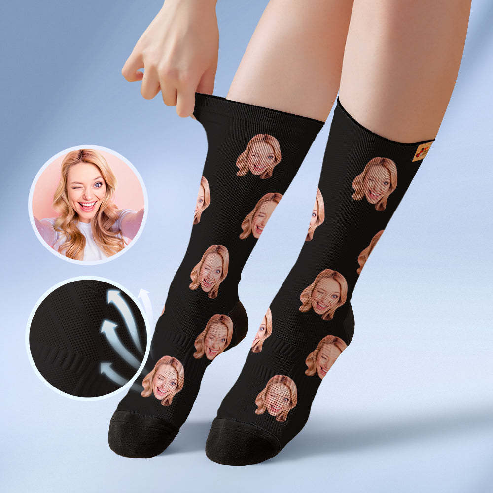 Custom Socks with Face Photo Gifts-Blue - FaceSocksUSA