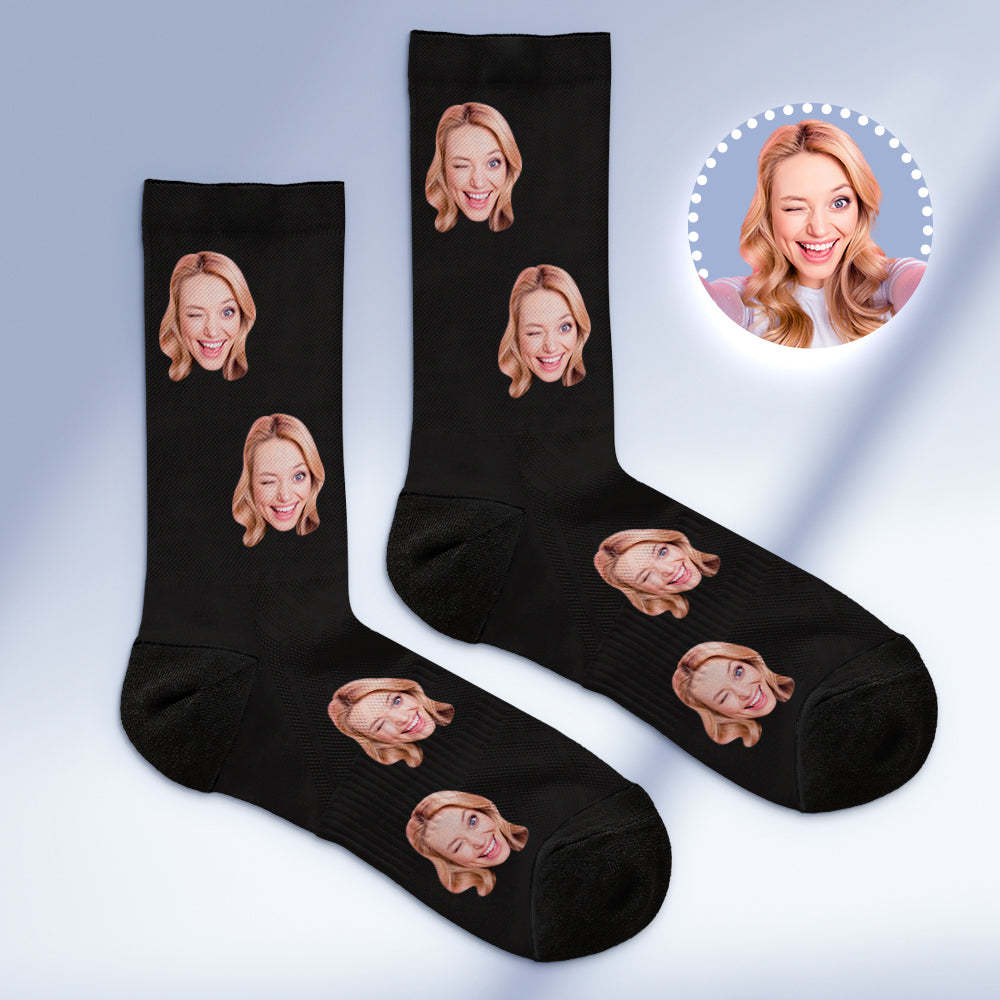 Custom Socks with Face Photo Gifts-Blue - FaceSocksUSA