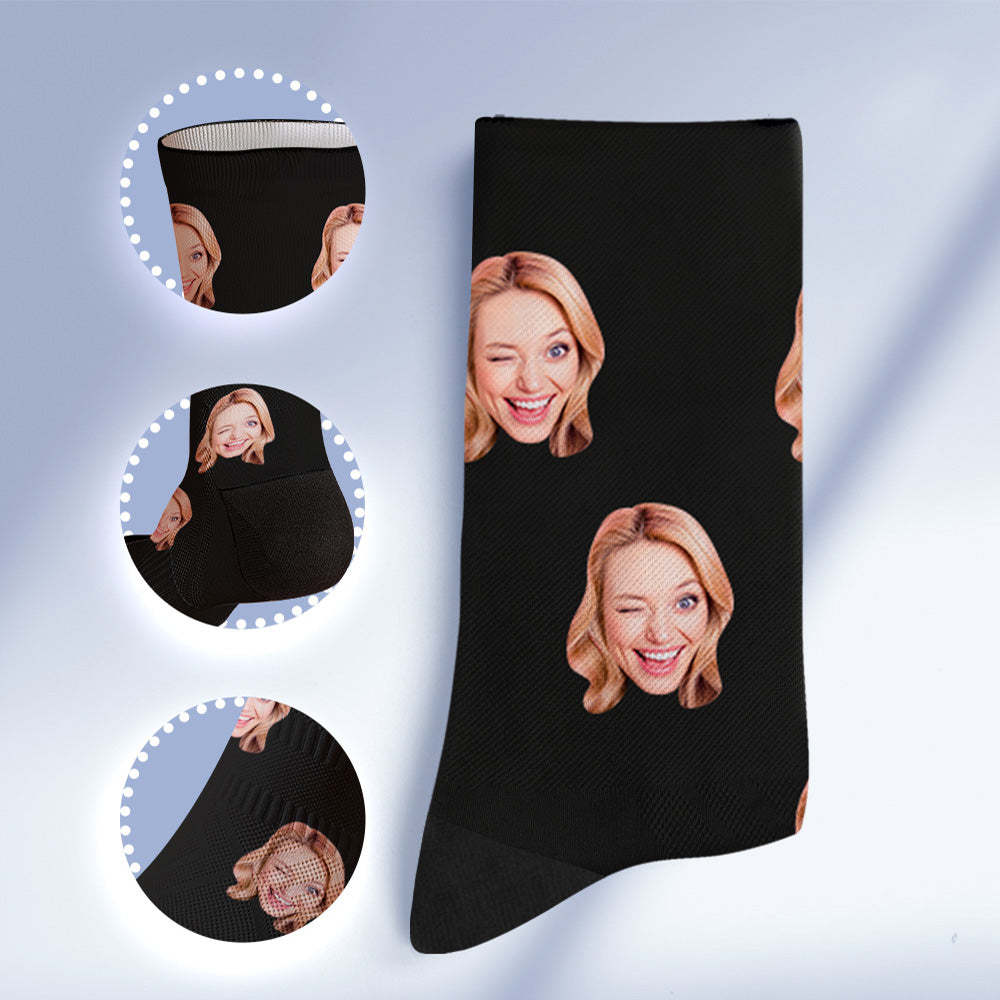 Custom Socks with Face Photo Gifts-Blue - FaceSocksUSA