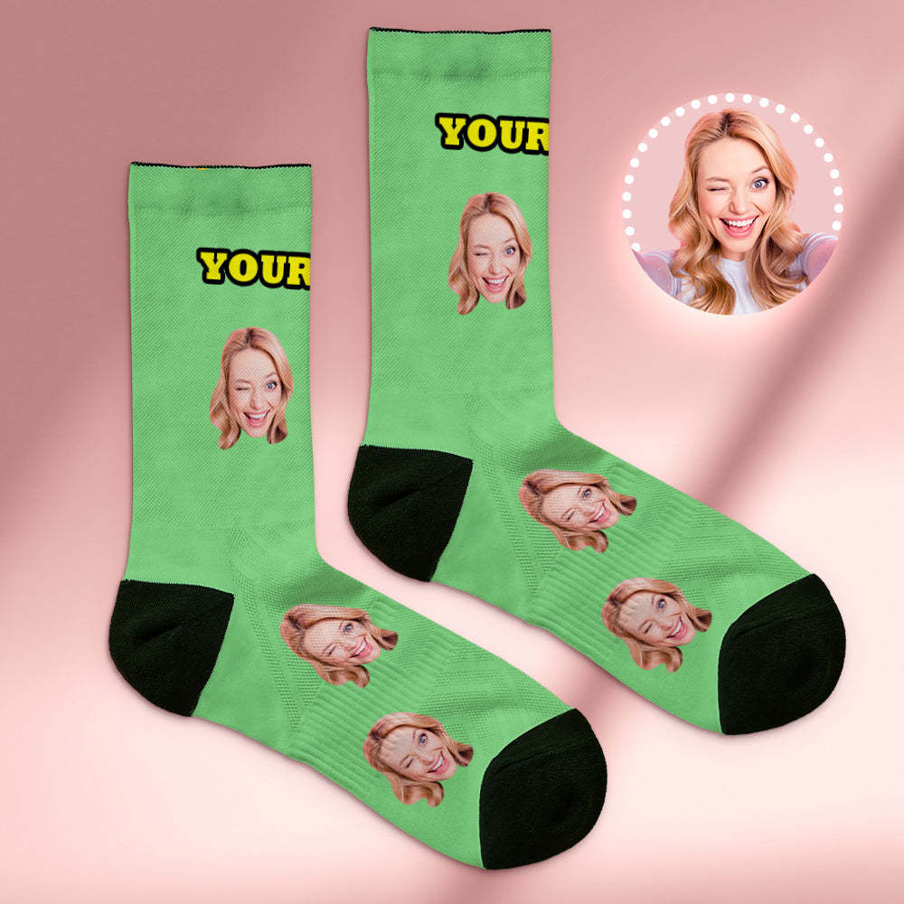 Custom Socks with Face Photo Gifts-Blue - FaceSocksUSA