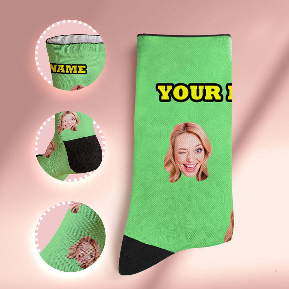 Custom Socks with Face Photo Gifts-Blue - FaceSocksUSA