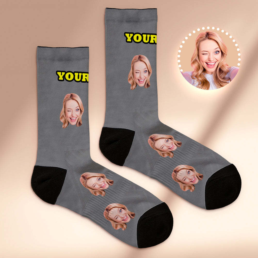 Custom Socks with Face Photo Gifts-Pink	 - FaceSocksUSA