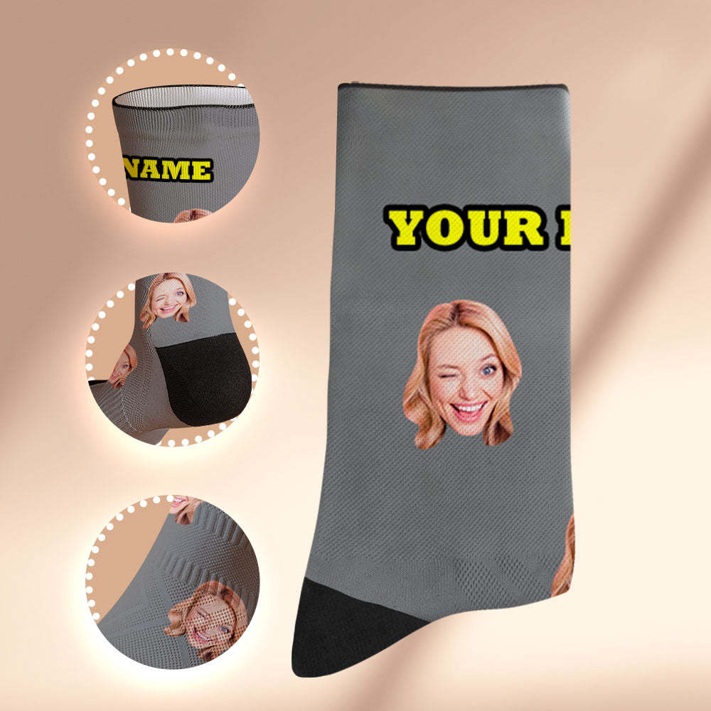 Custom Socks with Face Photo Gifts-Blue - FaceSocksUSA