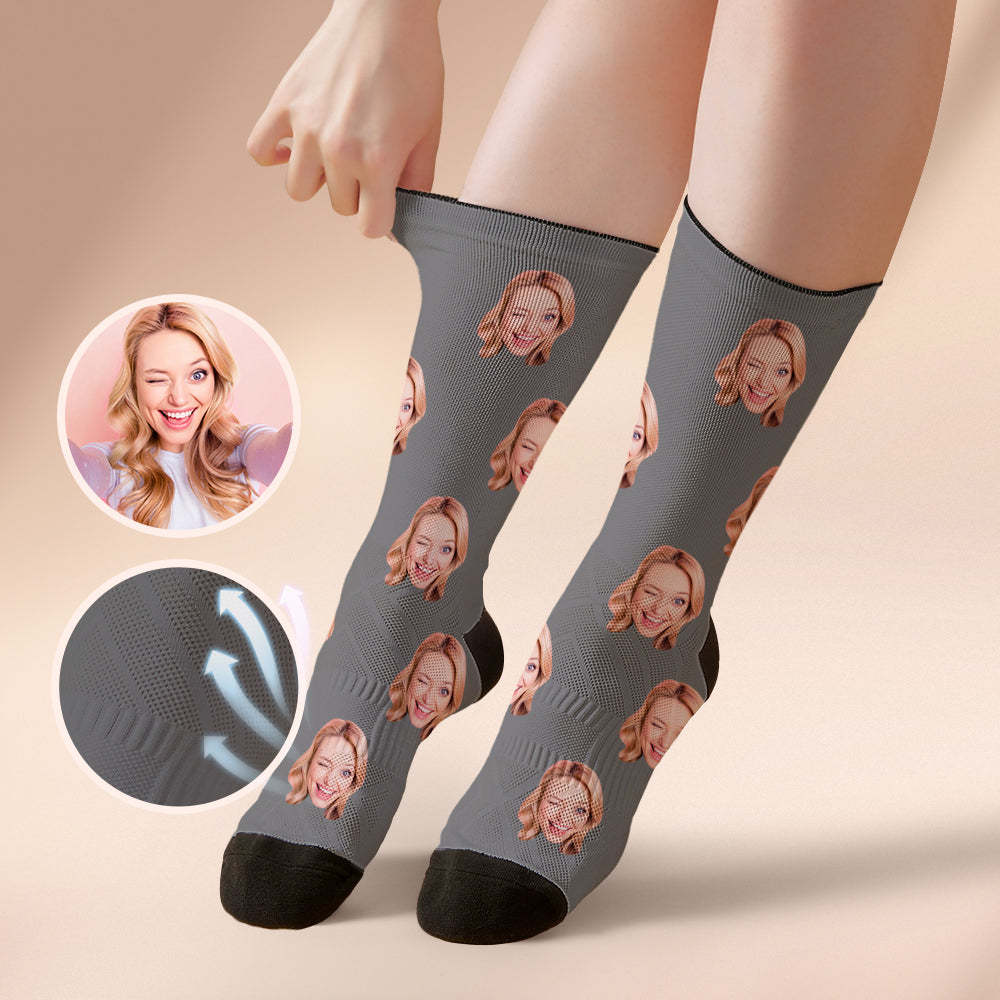 Custom Socks with Face Photo Gifts-Blue - FaceSocksUSA