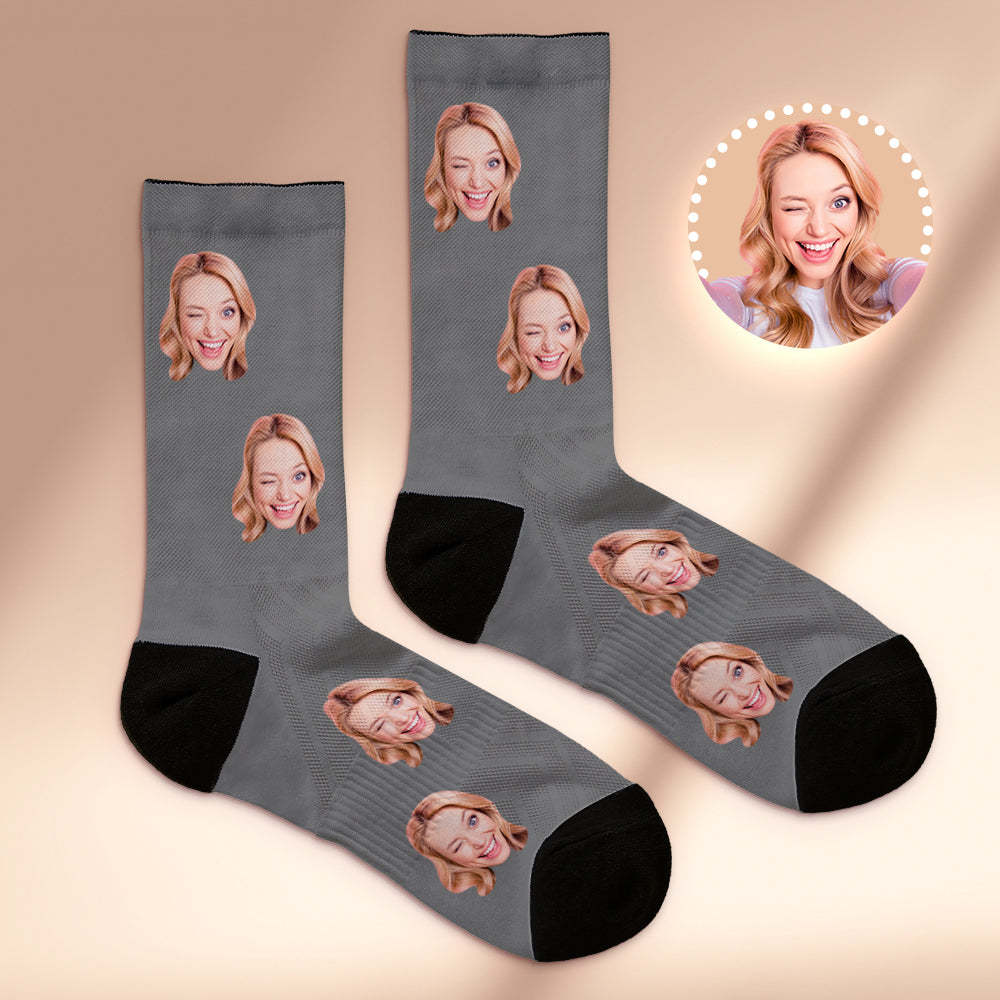Custom Socks with Face Photo Gifts-Blue - FaceSocksUSA
