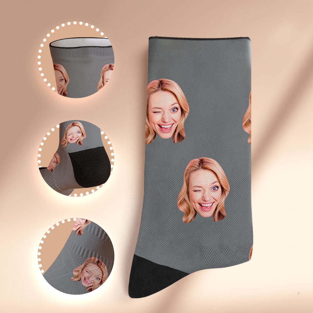 Custom Socks with Face Photo Gifts-Blue - FaceSocksUSA