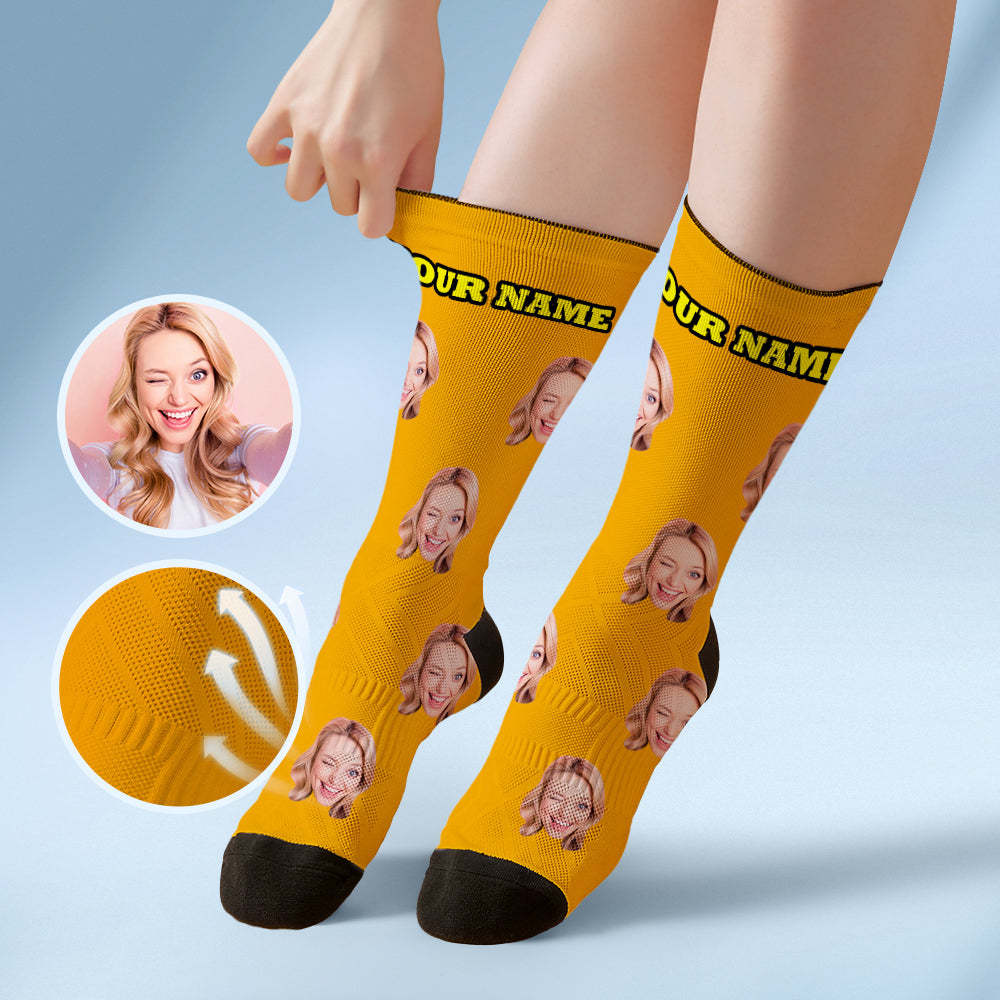 Custom Socks with Face Photo Gifts-Blue - FaceSocksUSA