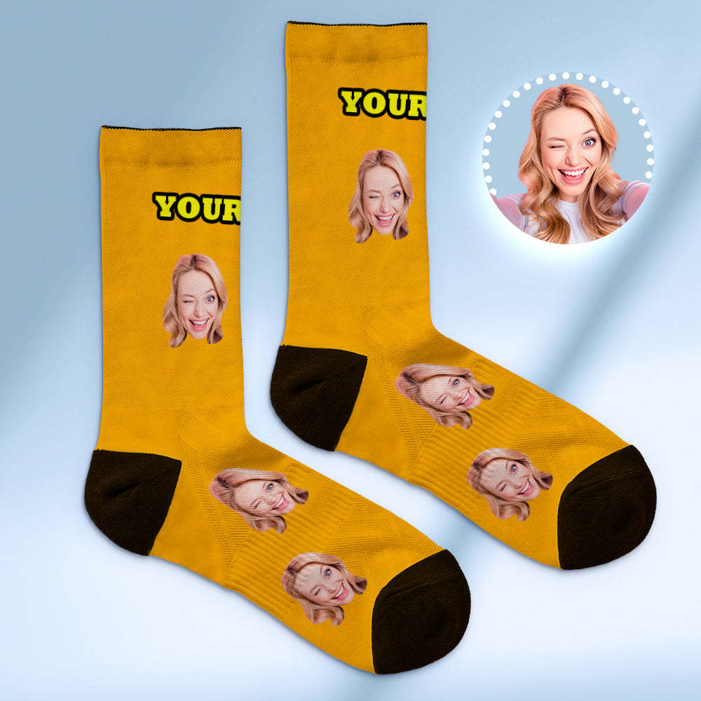 Custom Socks with Face Photo Gifts-Blue - FaceSocksUSA