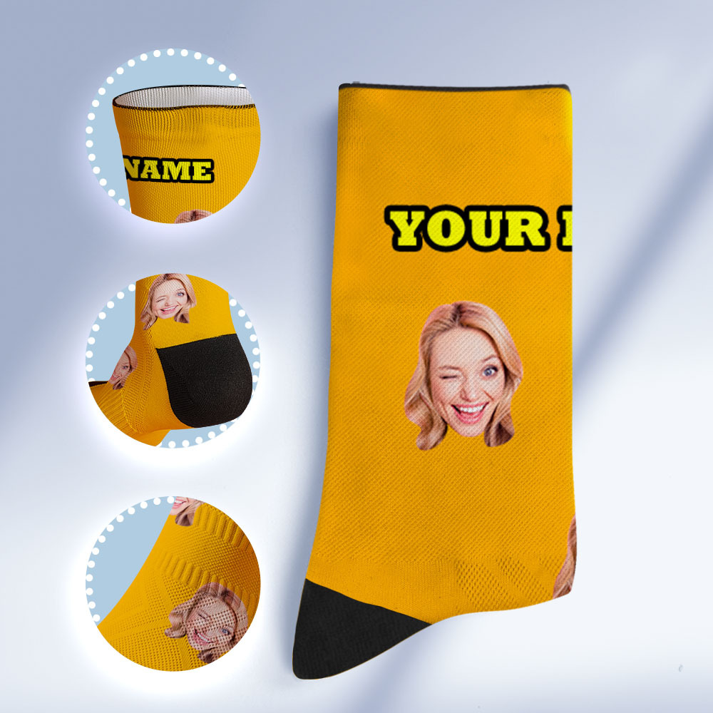 Custom Socks with Face Photo Gifts-Blue - FaceSocksUSA