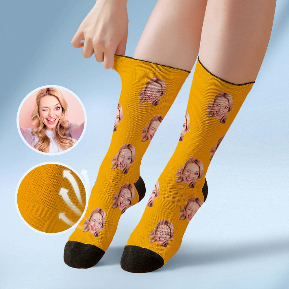 Custom Socks with Face Photo Gifts-Blue - FaceSocksUSA