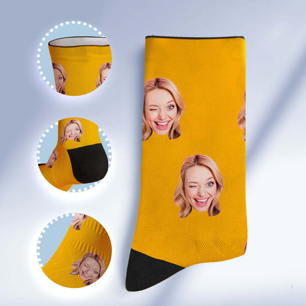 Custom Socks with Face Photo Gifts-Blue - FaceSocksUSA