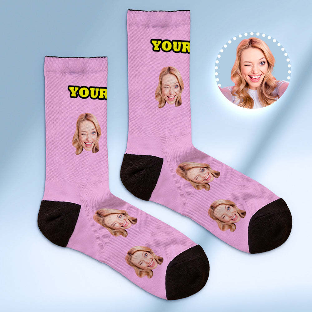 Custom Socks with Face Photo Gifts-Blue - FaceSocksUSA