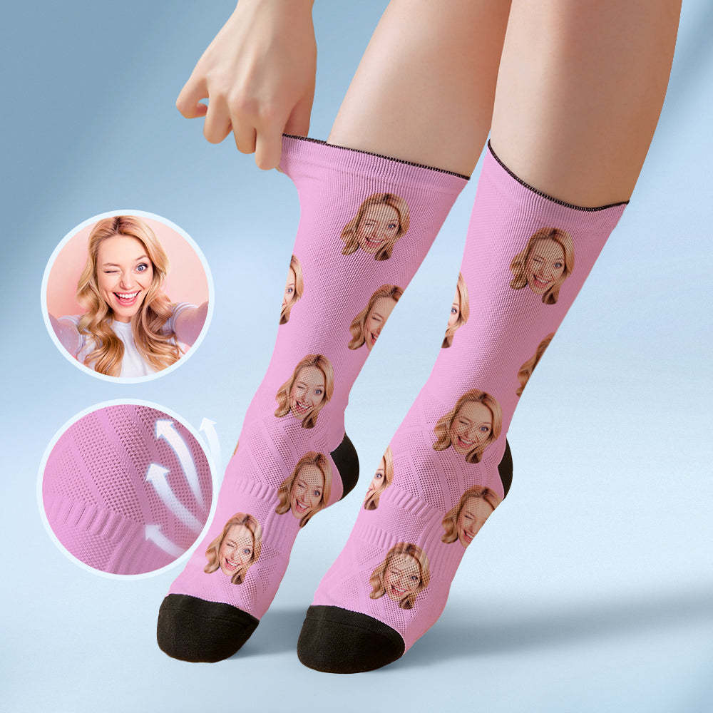 Custom Socks with Face Photo Gifts-Blue - FaceSocksUSA