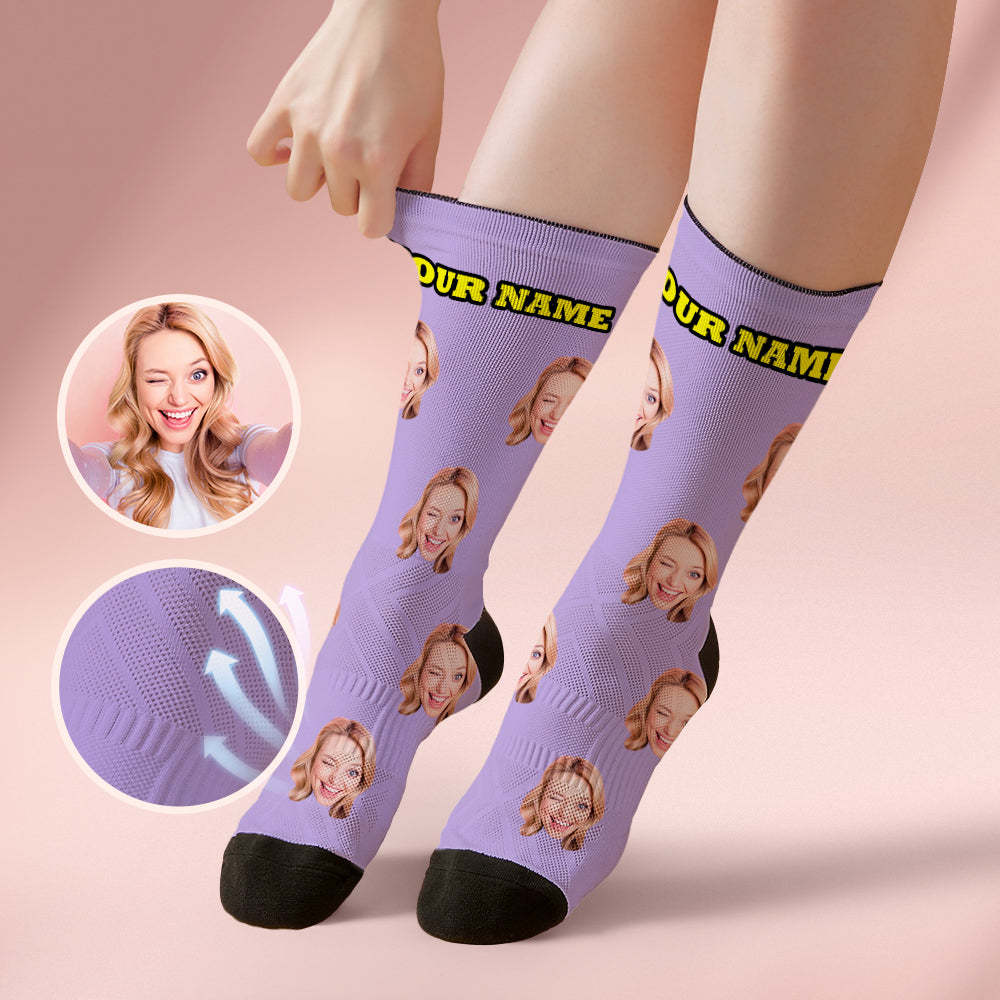 Custom Socks with Face Photo Gifts-Purple - FaceSocksUSA