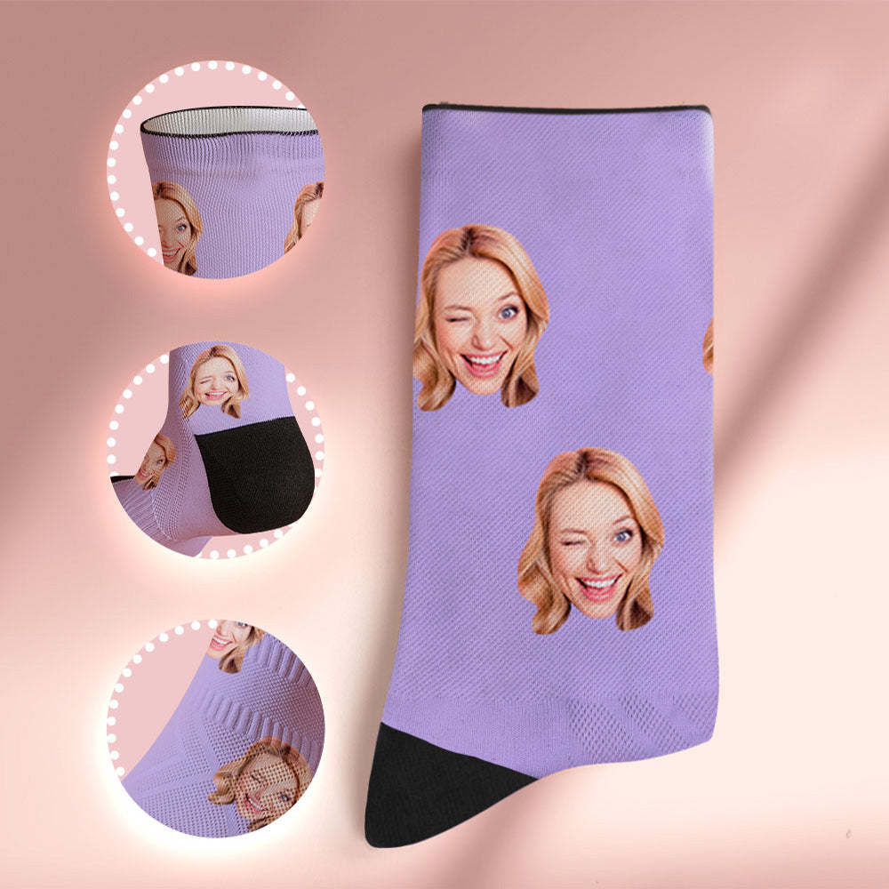 Custom Socks with Face Photo Gifts-Purple - FaceSocksUSA