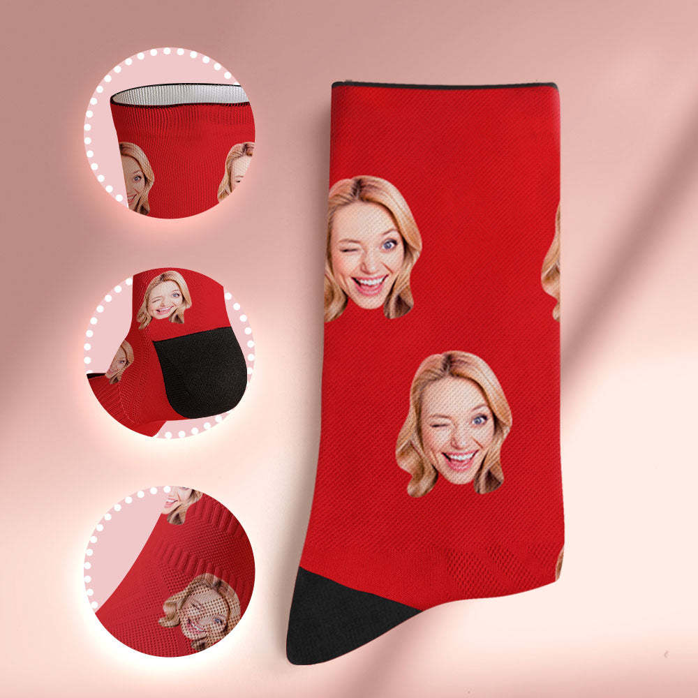 Custom Socks with Face Photo Gifts-Red - FaceSocksUSA