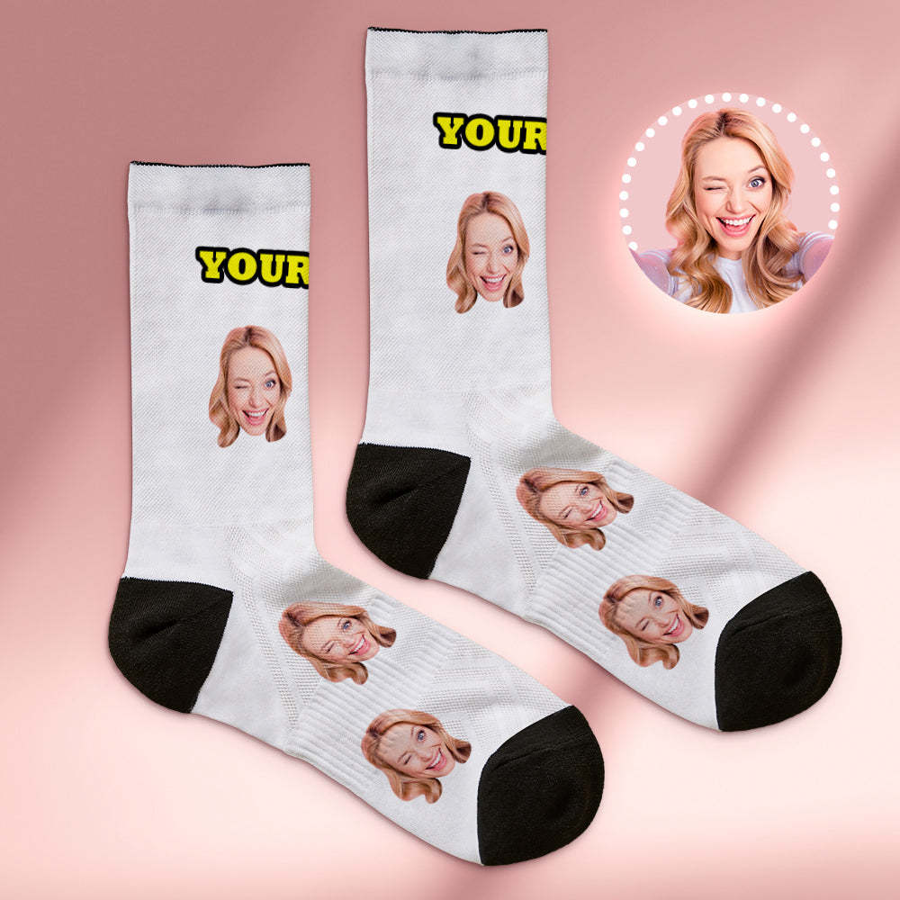 Custom Socks with Face Photo Gifts-White - FaceSocksUSA
