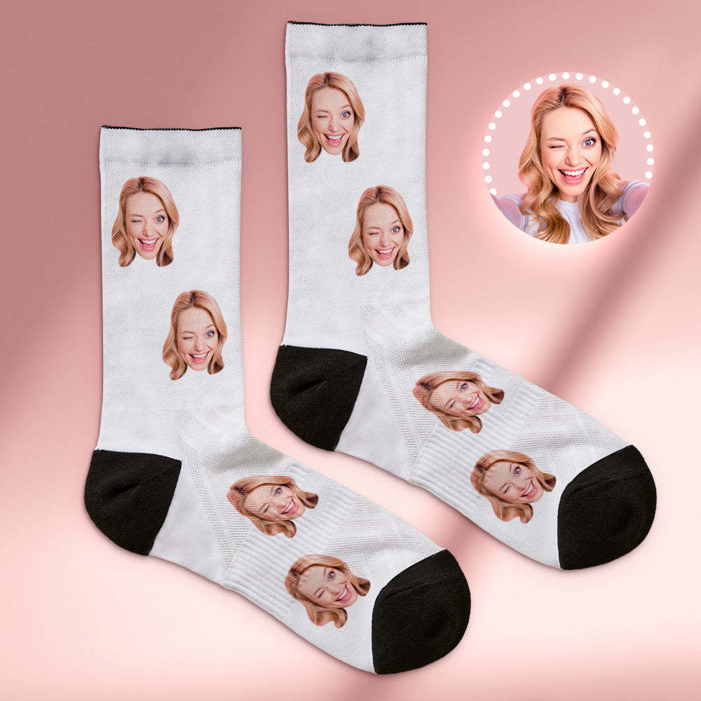 Custom Socks with Face Photo Gifts-White	 - FaceSocksUSA