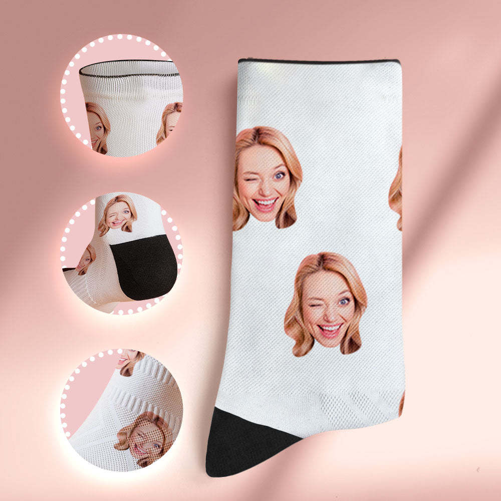 Custom Socks with Face Photo Gifts-White	 - FaceSocksUSA