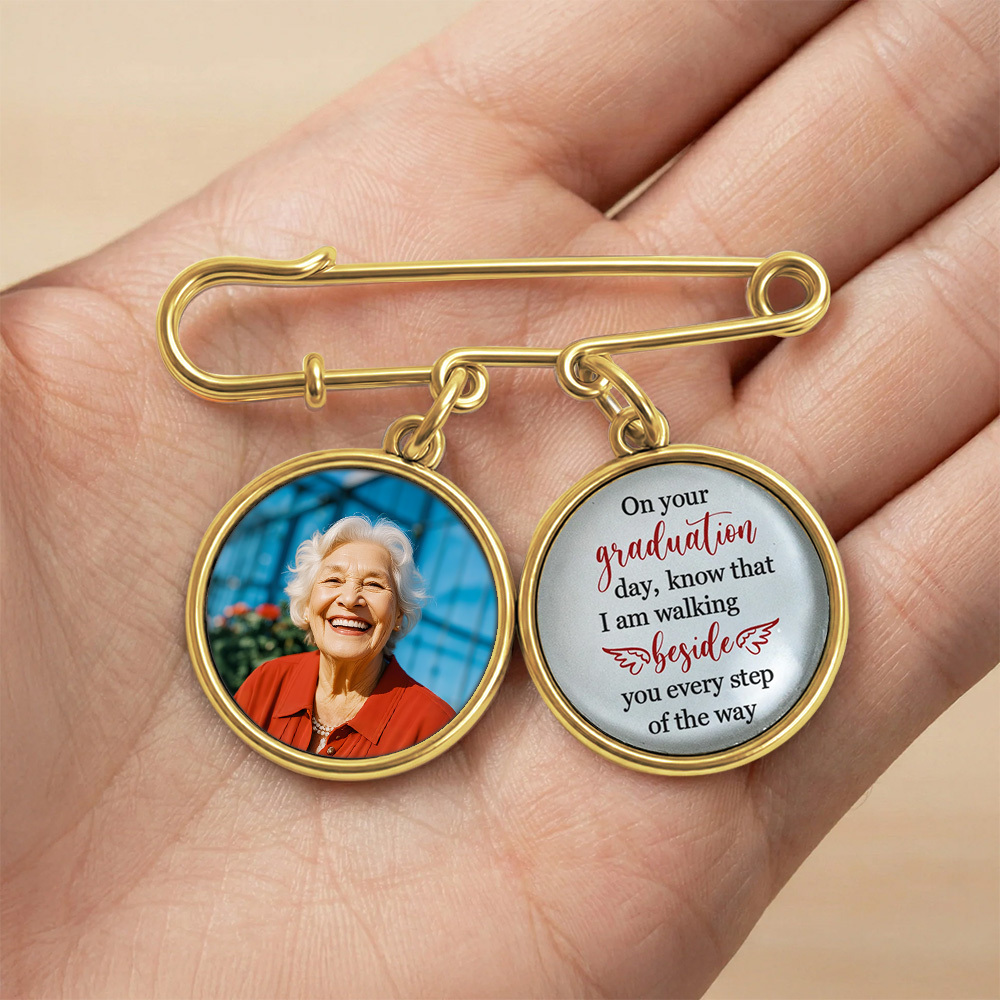 Graduation Walking Beside You Every Step - Personalized Lapel Pin With Photo Charms - FaceSocksUSA