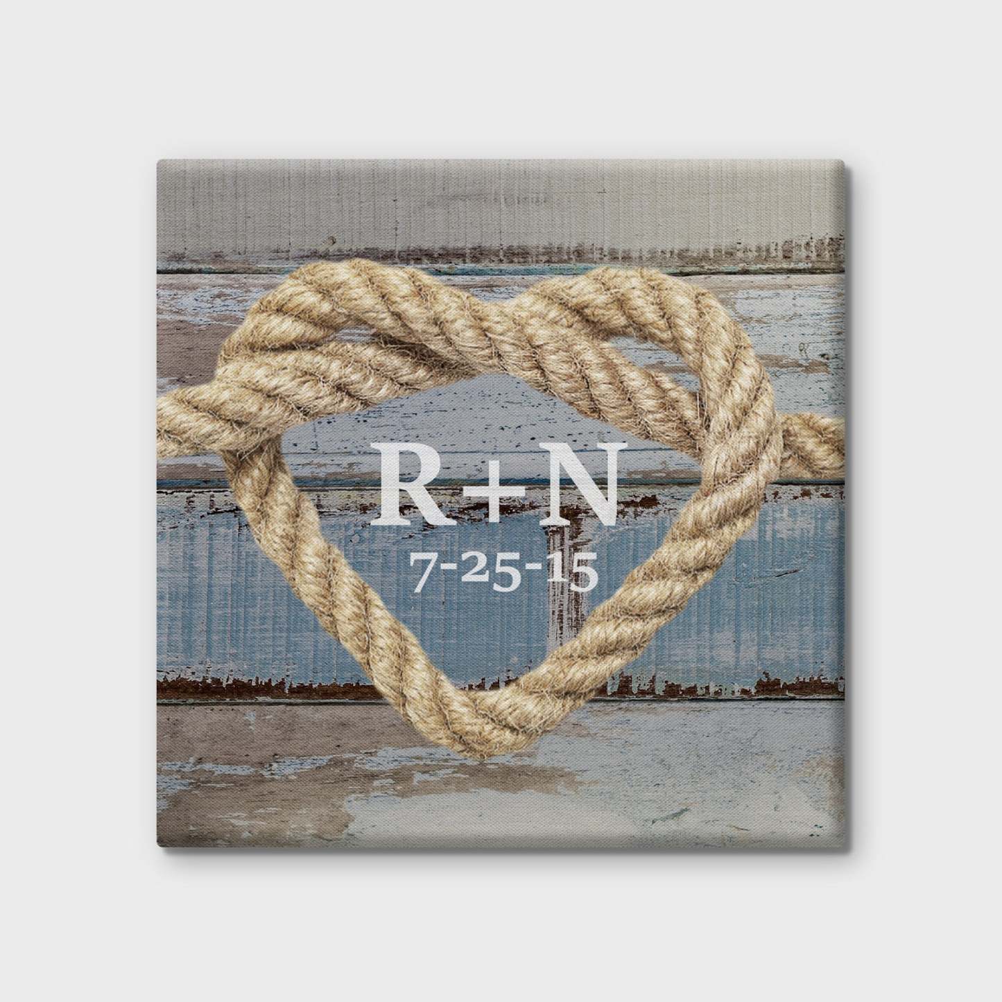 Custom Text Canvas Print Heart Shaped Knot Design With DIY Frame Anniversary Gifts For Lovers	 - FaceSocksUSA