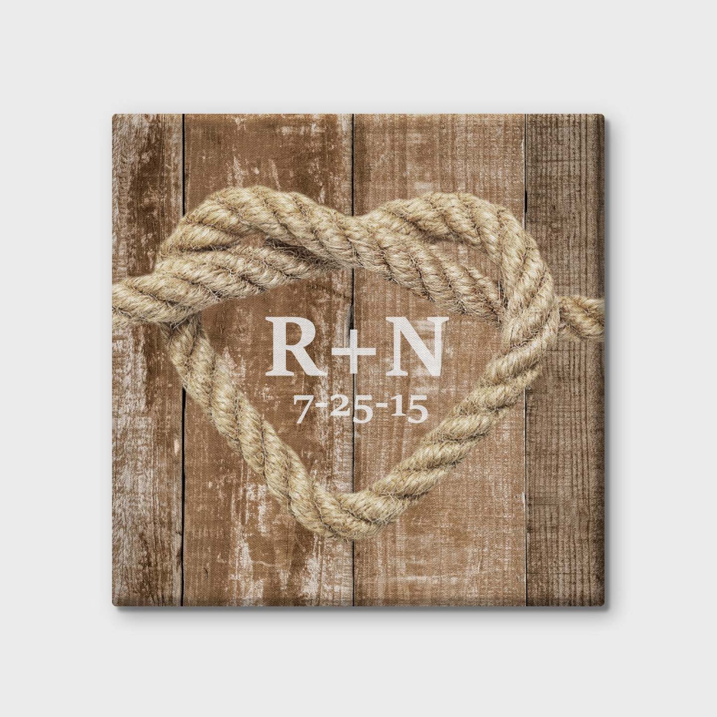 Custom Text Canvas Print Heart Shaped Knot Design With DIY Frame Anniversary Gifts For Lovers	 - FaceSocksUSA