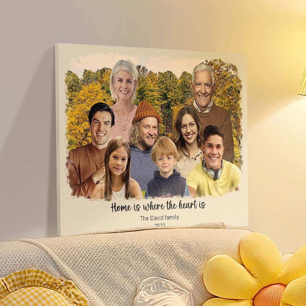Custom Family Photo Portrait Canvas Combine Memorial Member Portrait and New Member Portrait Together - FaceSocksUsa