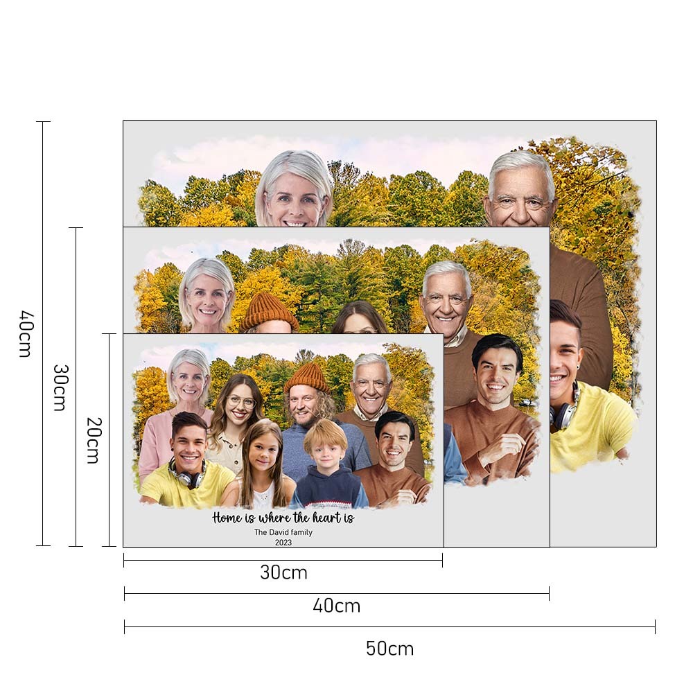 Custom Family Photo Portrait Canvas Combine Memorial Member Portrait and New Member Portrait Together - FaceSocksUsa