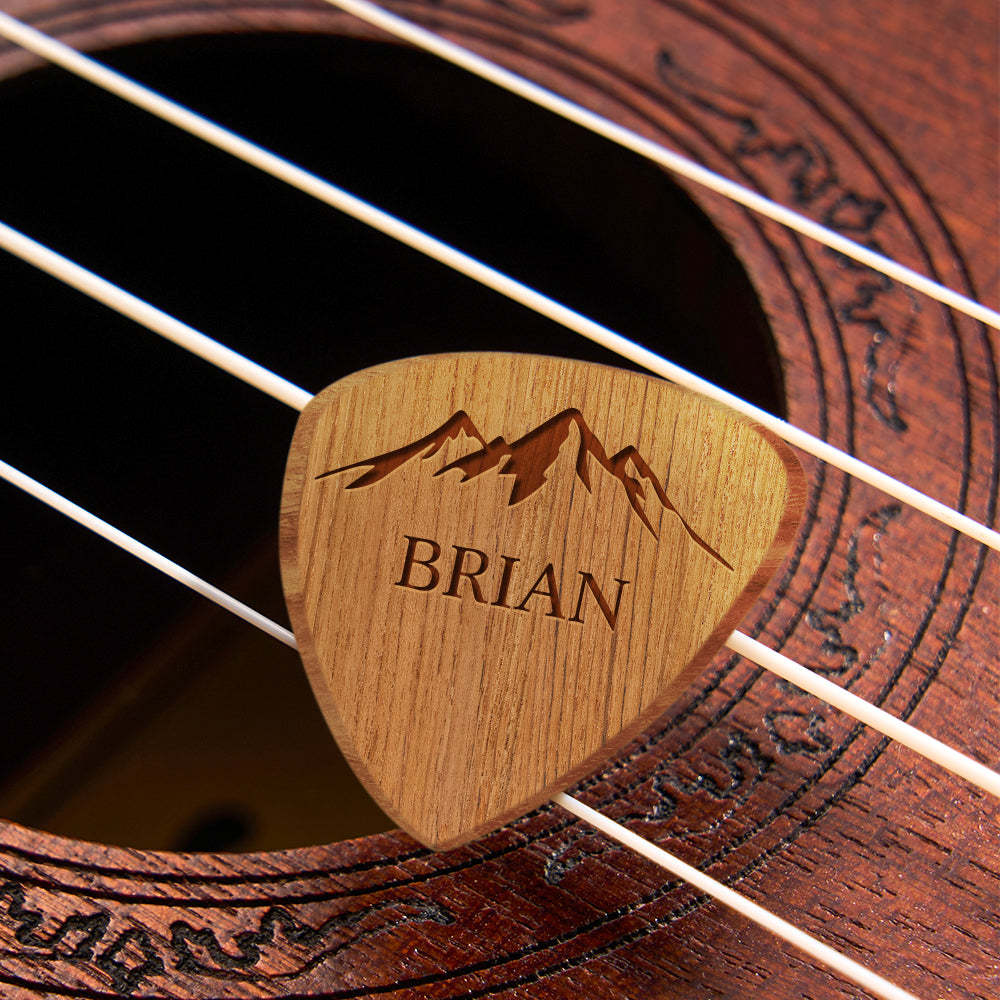 Custom Wooden Guitar Picks and Box Personalized Wood Guitar Plectrum Organizer Music Gift for Guitarist Musician	 - FaceSocksUSA