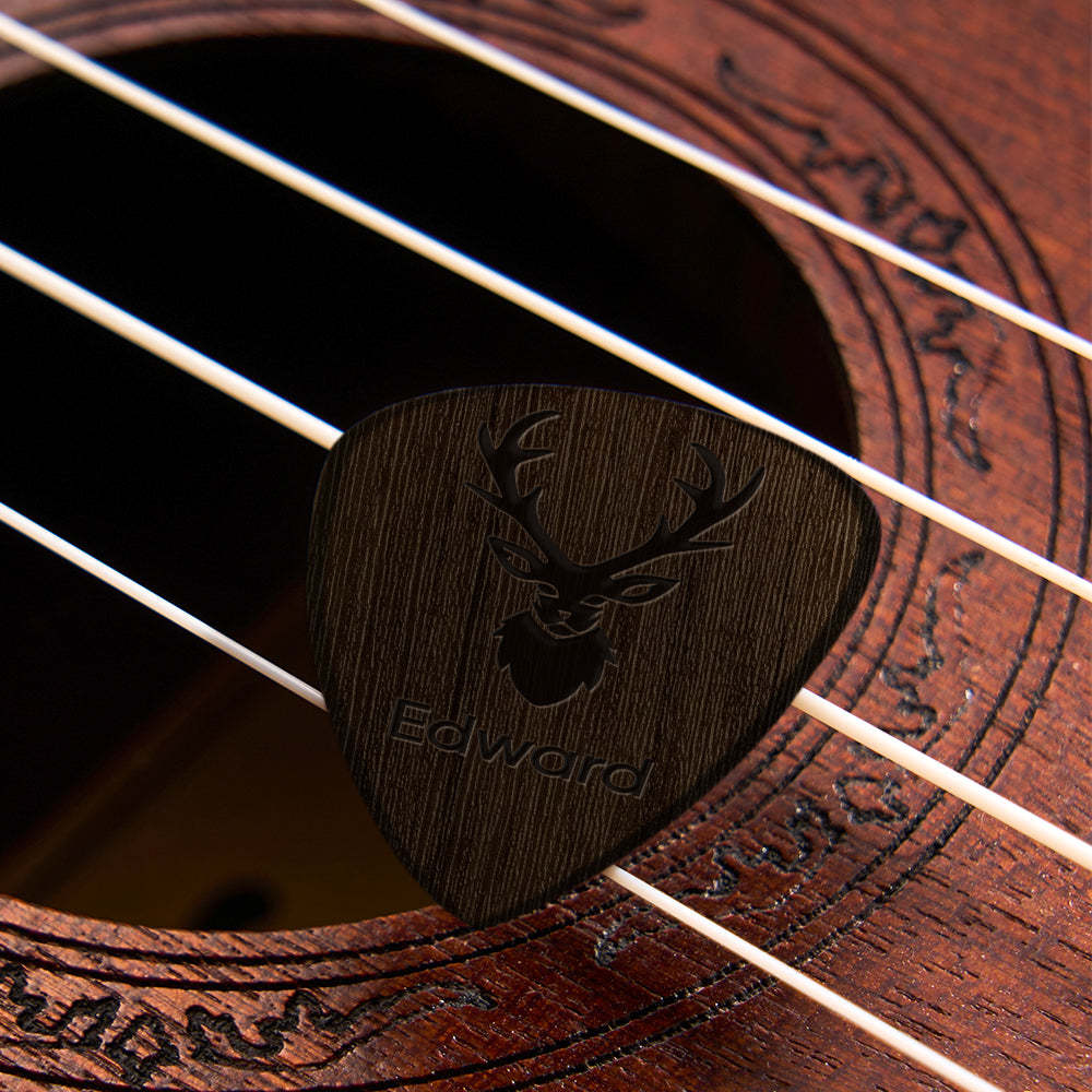 Custom Wooden Guitar Picks and Box Personalized Wood Guitar Plectrum Organizer Music Gift for Guitarist Musician	 - FaceSocksUSA