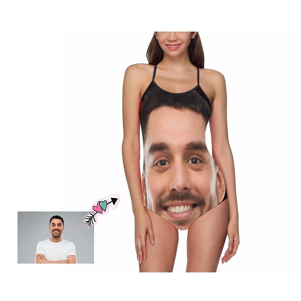 Custom Face Funny Men's Face Slip One Piece Swimsuit-FaceSocksUSA