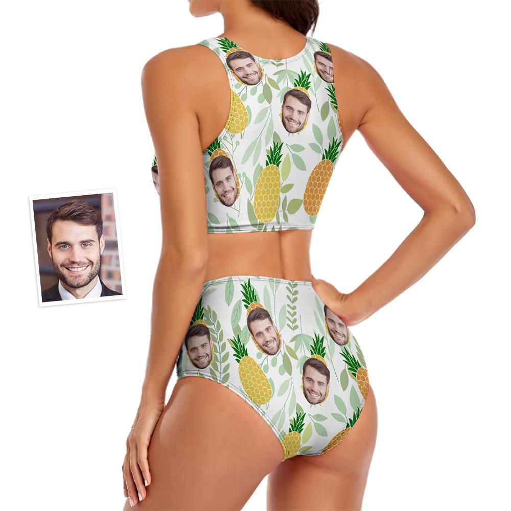 Custom Face Women's Funny Pineapple Two-piece Swimsuit Personalized Gifts for Her - FaceSocksUSA