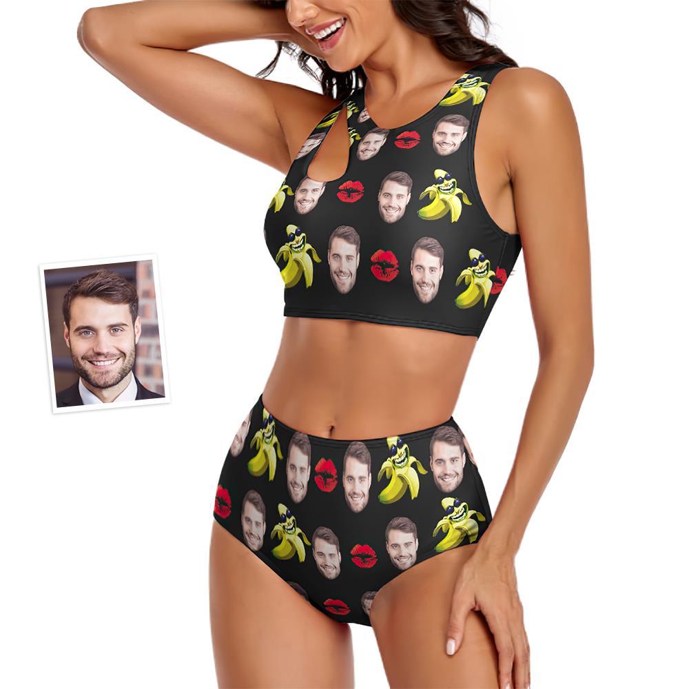 Custom Face Women's Banana Two-piece Swimsuit Personalized Sexy Gifts for Her - FaceSocksUSA