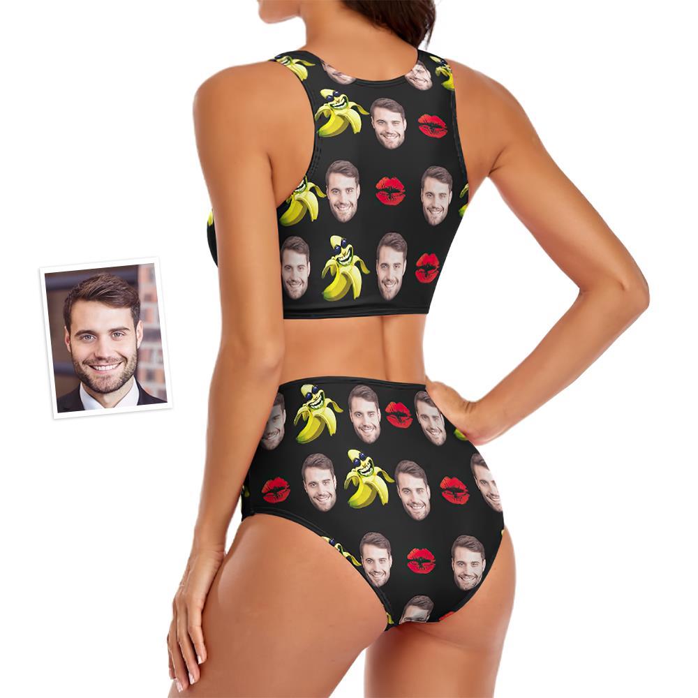 Custom Face Women's Banana Two-piece Swimsuit Personalized Sexy Gifts for Her - FaceSocksUSA