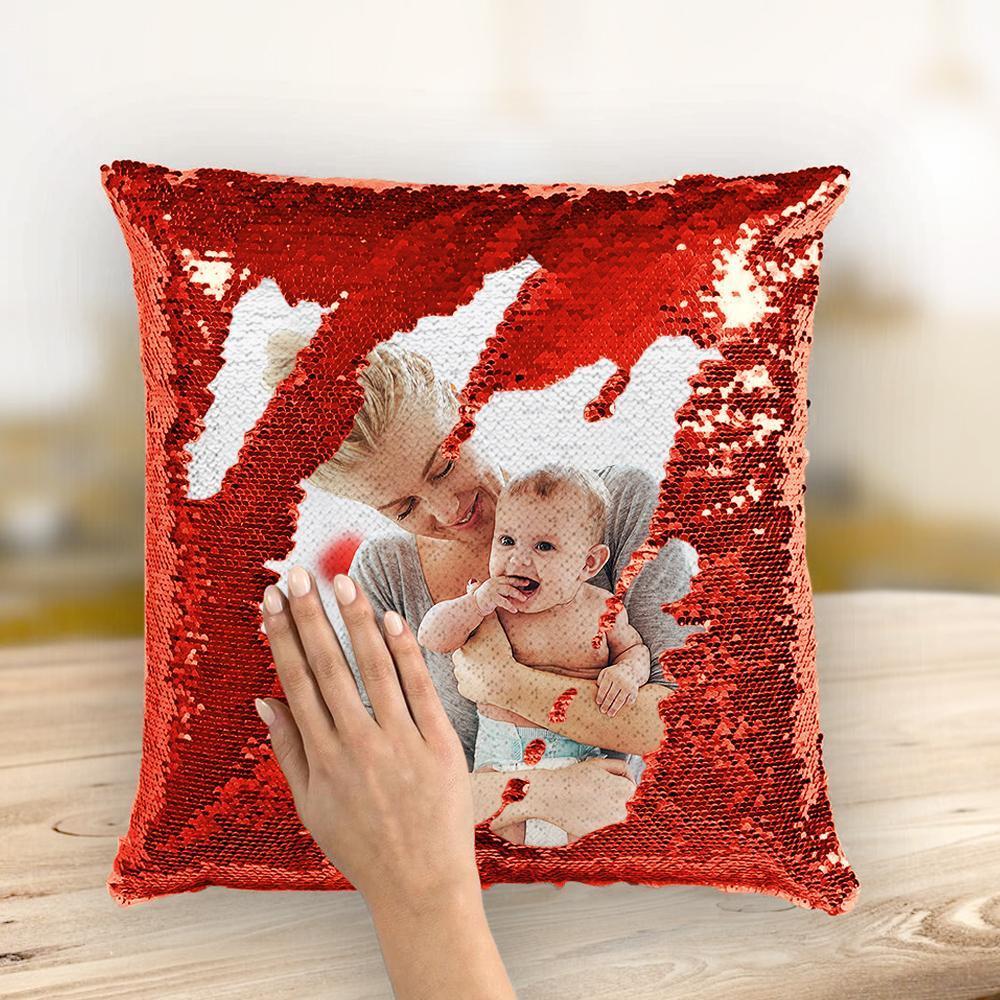 Couple Photo Personalized Magic Sequins Pillow Multicolor Shiny 15.75*15.75 - FaceSocksUSA