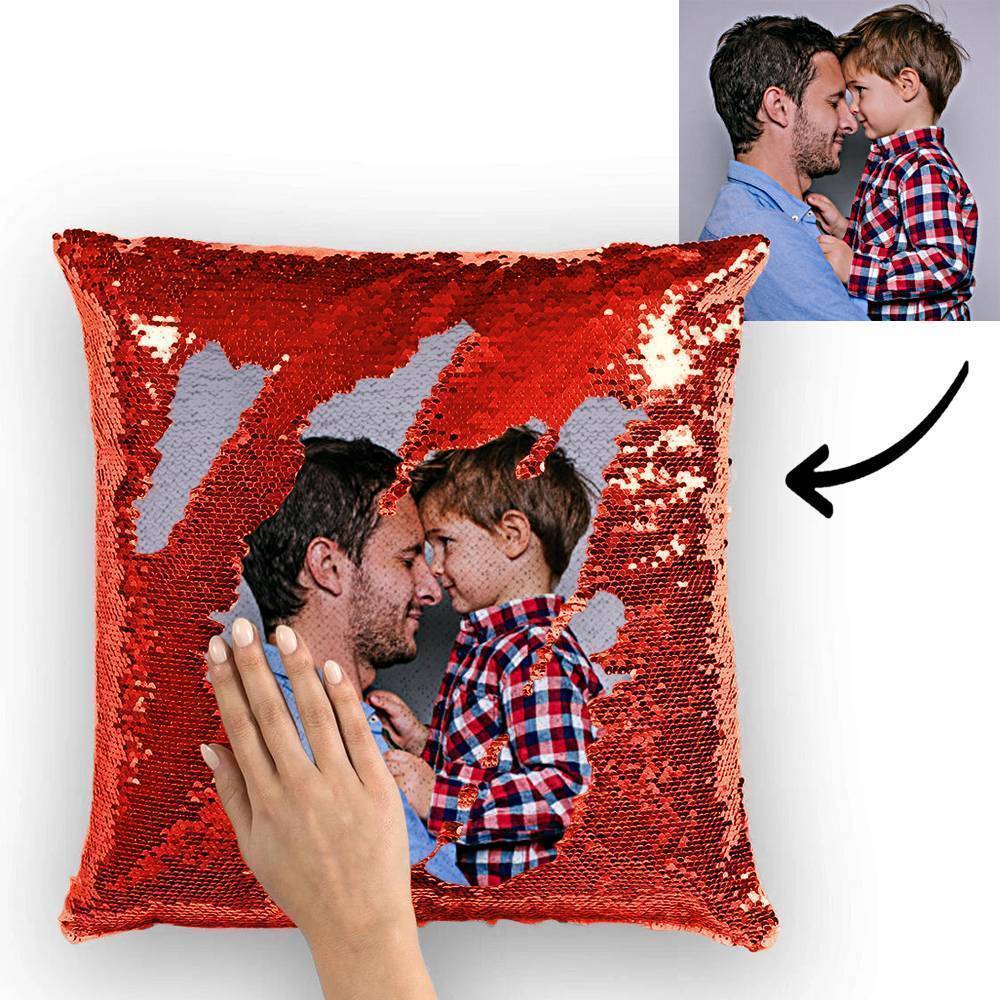 Couple Photo Personalized Magic Sequins Pillow Multicolor Shiny 15.75*15.75