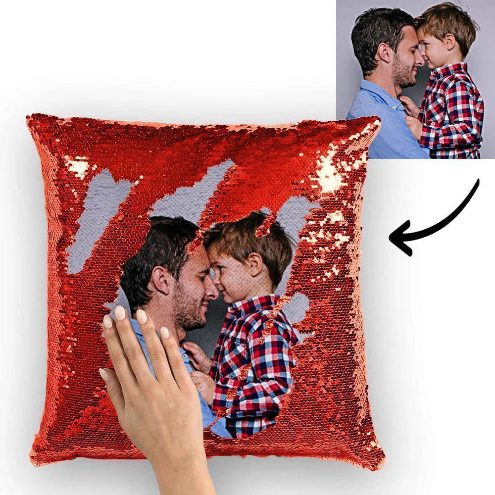 Couple Photo Personalized Magic Sequins Pillow Multicolor Shiny 15.75*15.75 - FaceSocksUSA