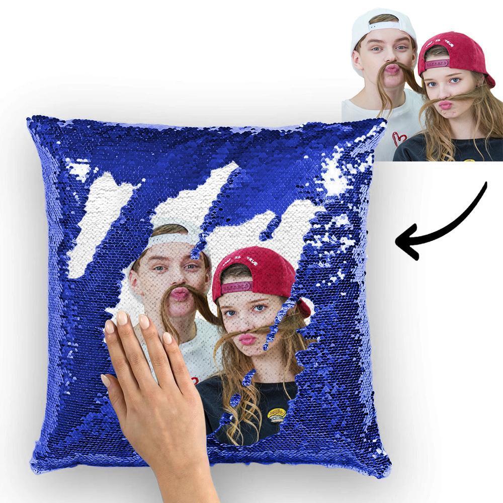 Custom Photo ChristmasMagic Sequins Pillow Multicolor Shiny 15.75*15.75 - FaceSocksUSA