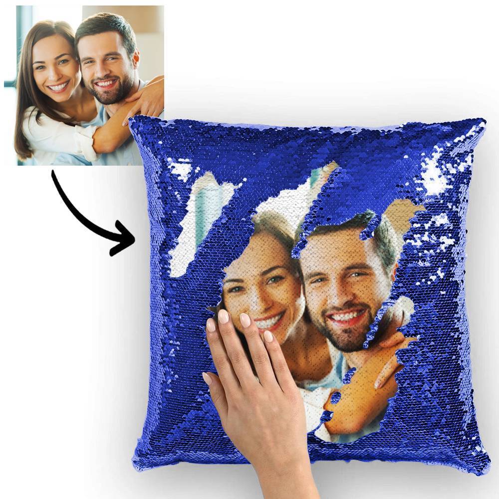 Custom Photo ChristmasMagic Sequins Pillow Multicolor Shiny 15.75*15.75 - FaceSocksUSA