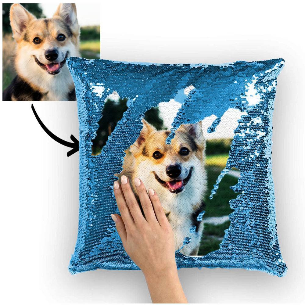 Mother's Day Gifts - Custom Photo Magic Sequins Pillows Multicolor Shiny 15.75*15.75 - FaceSocksUSA