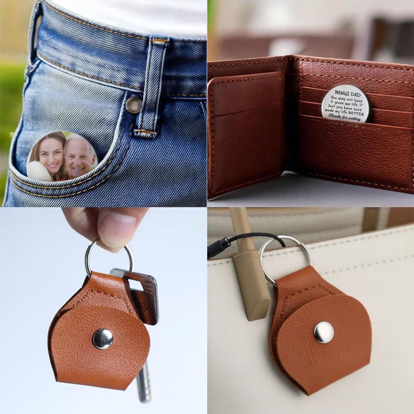 Bonus Dad, Better Life Thanks Keychain - Personalized Custom Pocket Hug - FaceSocksUSA