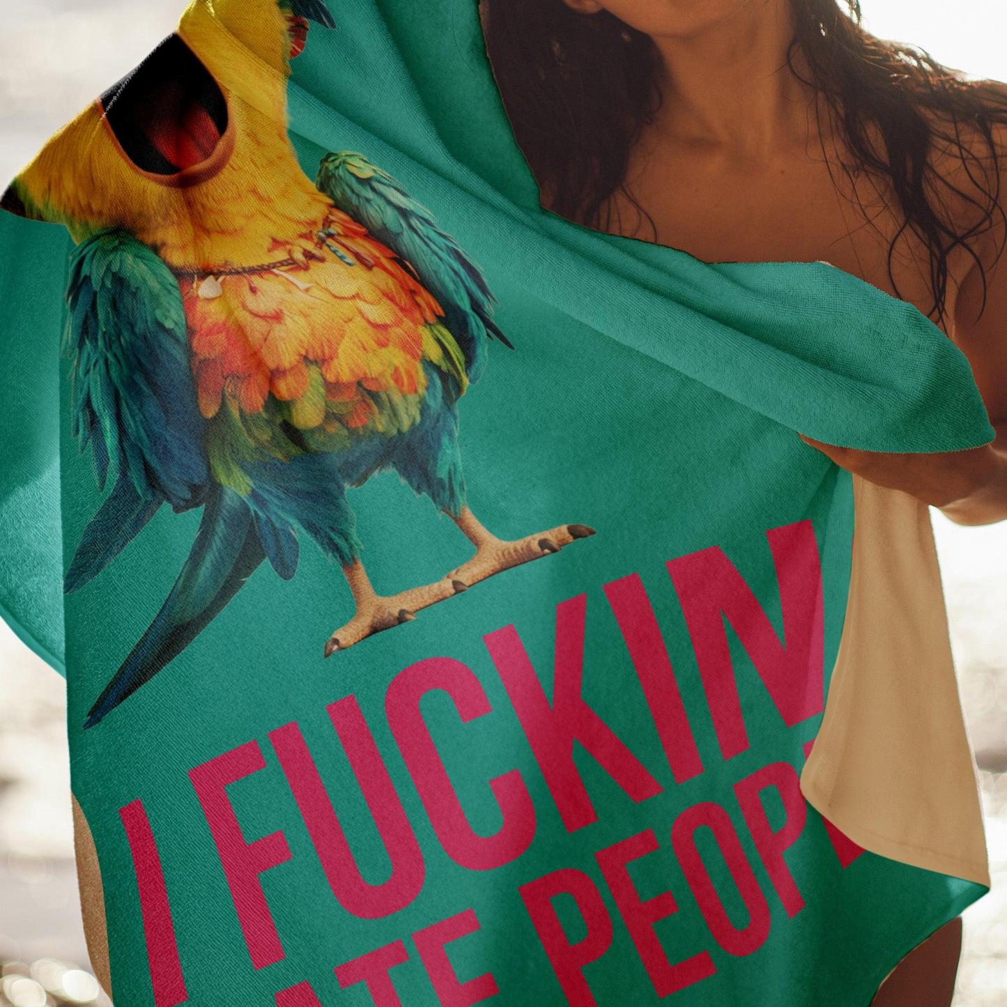 F-Caw-F I F*cking Hate People - Personalized Beach Towel - FaceSocksUSA