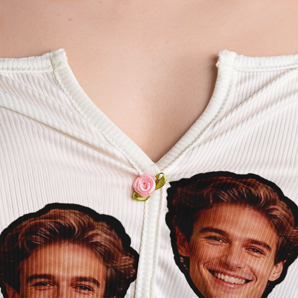 Valentine's Gifts Custom Photo Appliques Notched Neckline Lingerie Set - FaceSocksUSA